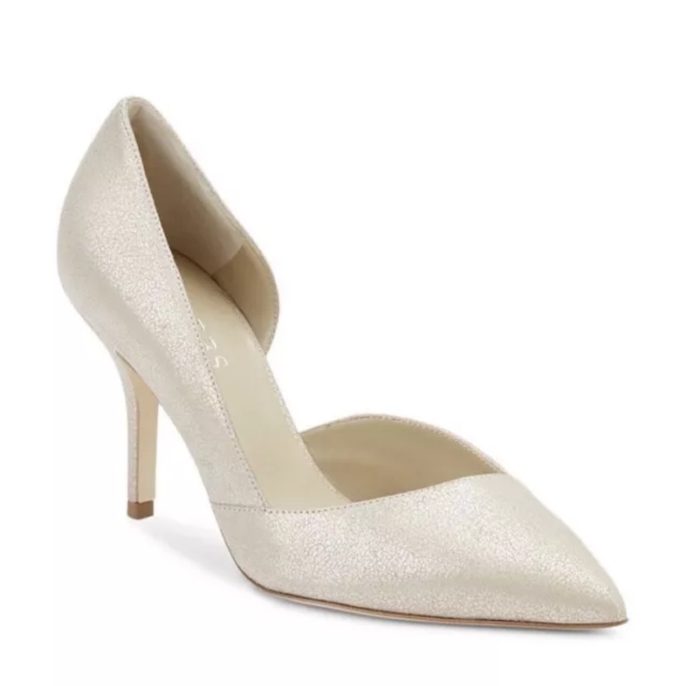 Hobbs London Gold pearlized Half D'Orsay Clara Heels Sz 41 EUC